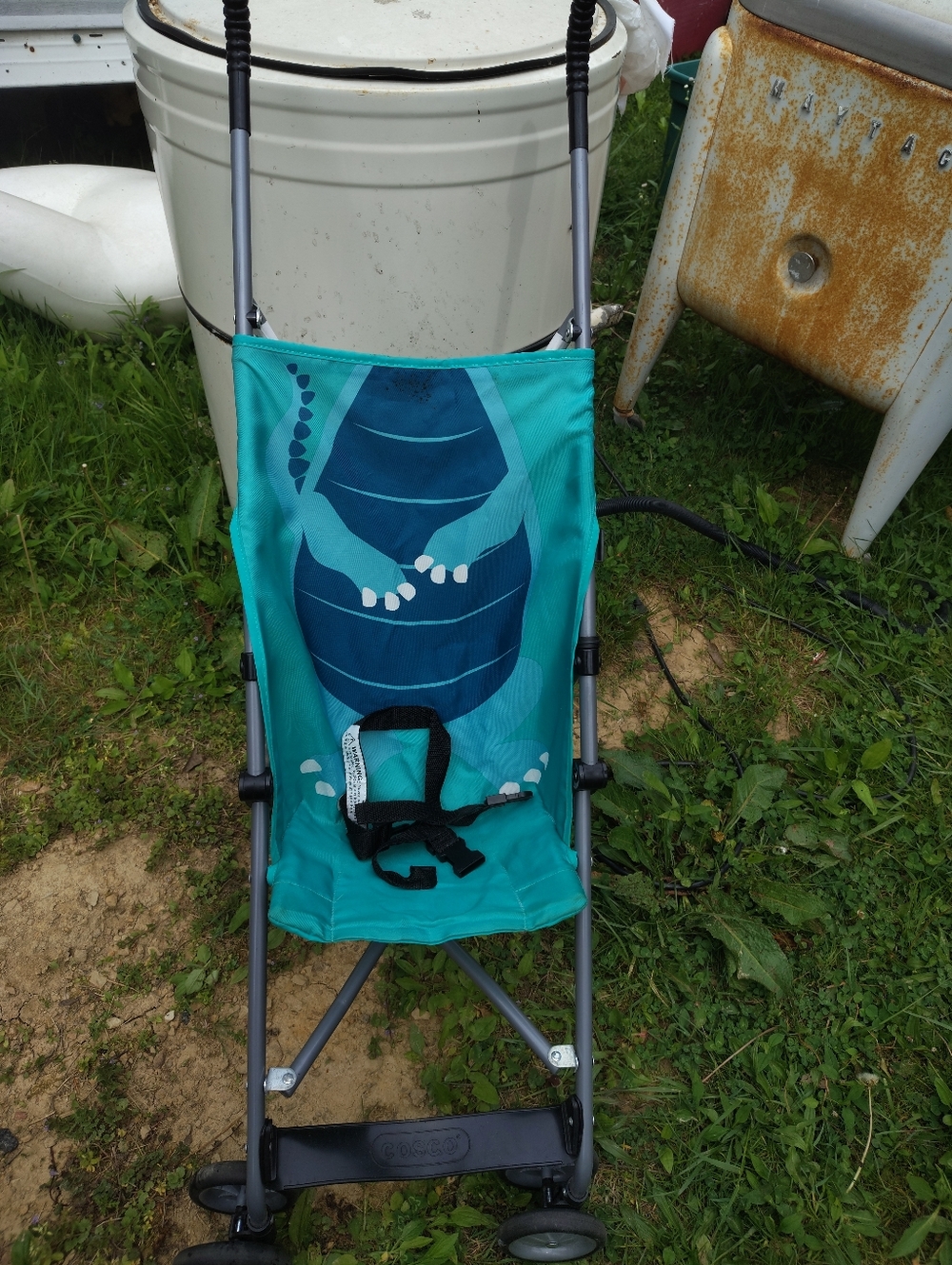 Kids Stroller Seat in Teal with Dark Blue Design